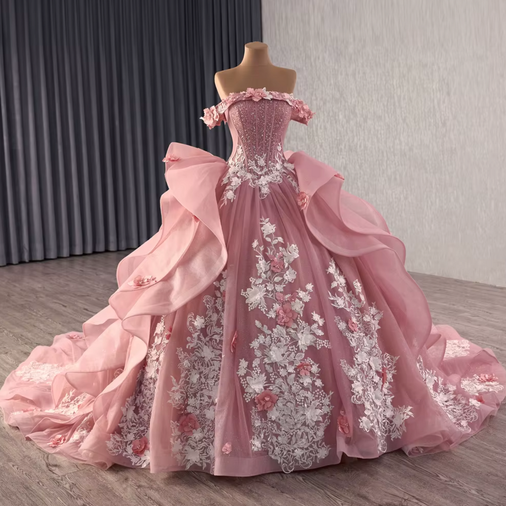 
                      
                        Pink Off Shoulder Quinceanera Dress
                      
                    