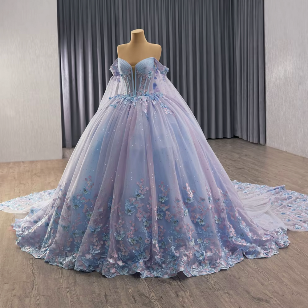 
                      
                        Blue Lilac Off Shoulder Quinceanera Dress
                      
                    