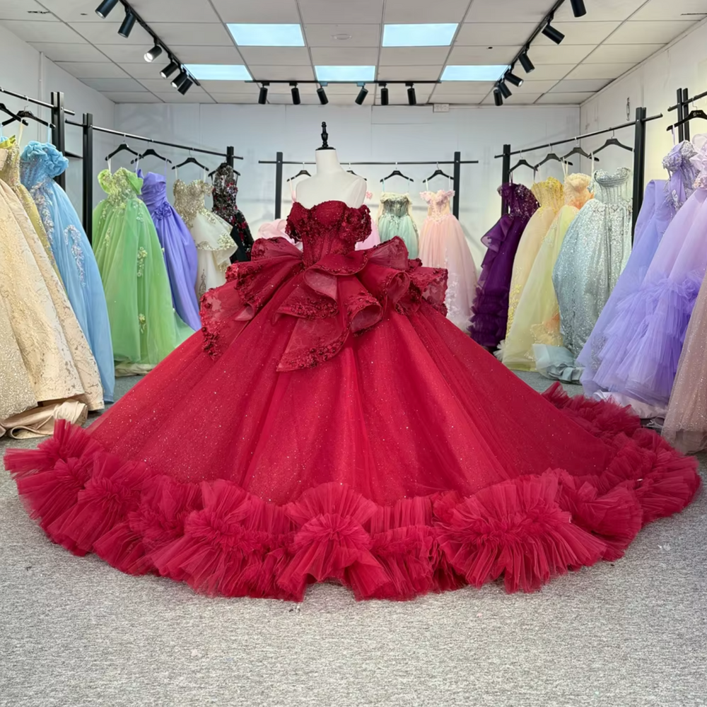 
                      
                        Red Off Shoulder Quinceanera Dress
                      
                    
