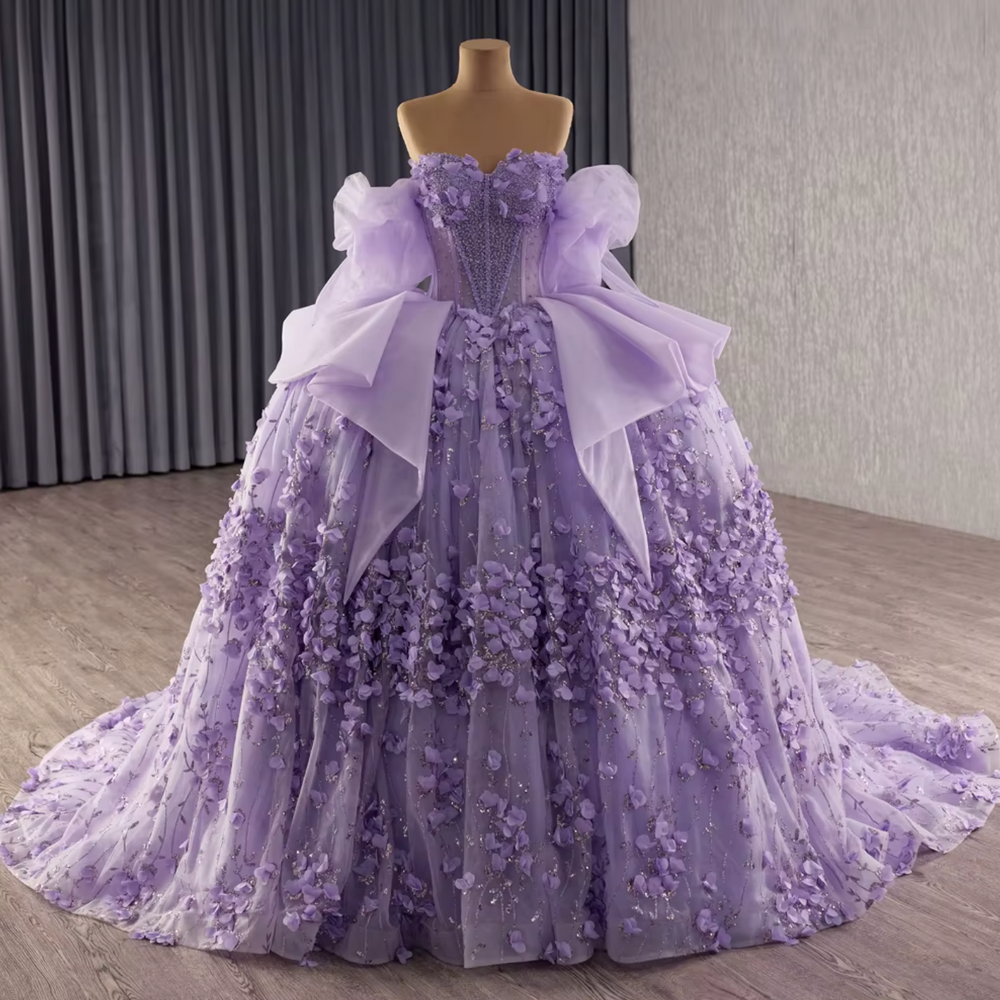 Lilac Purple Off Shoulder Quinceanera Dress