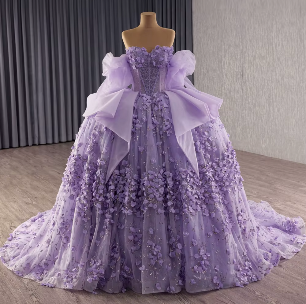 Lilac Purple Off Shoulder Quinceanera Dress