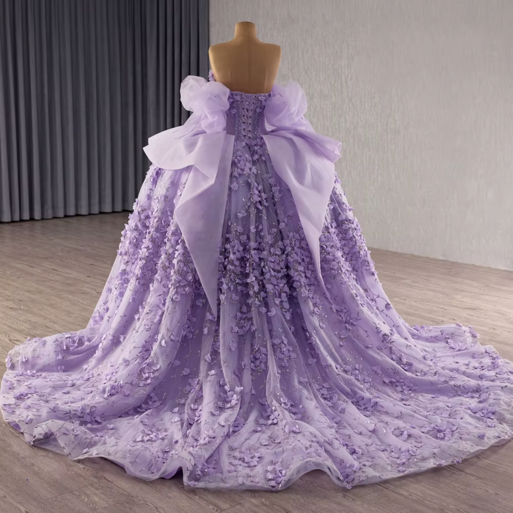 Lilac Purple Off Shoulder Quinceanera Dress