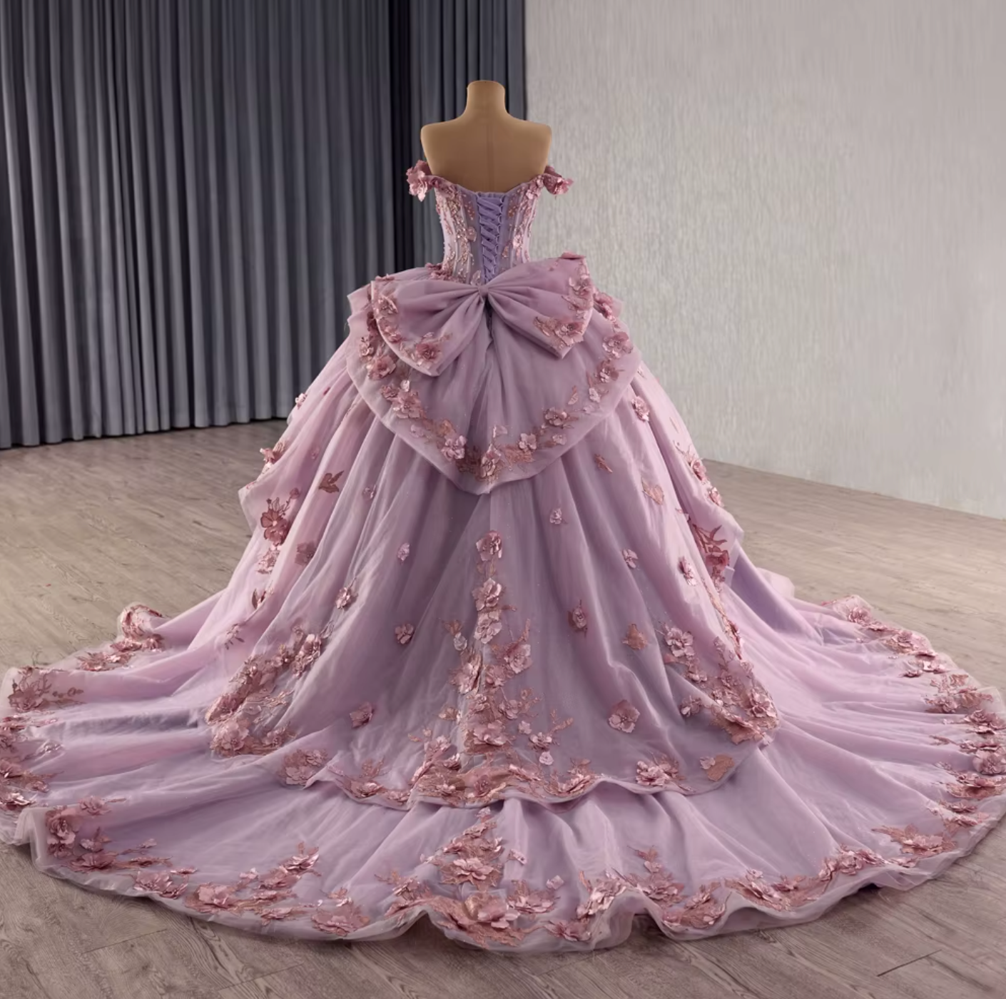 Lilac Purple Off Shoulder Quinceanera Dress