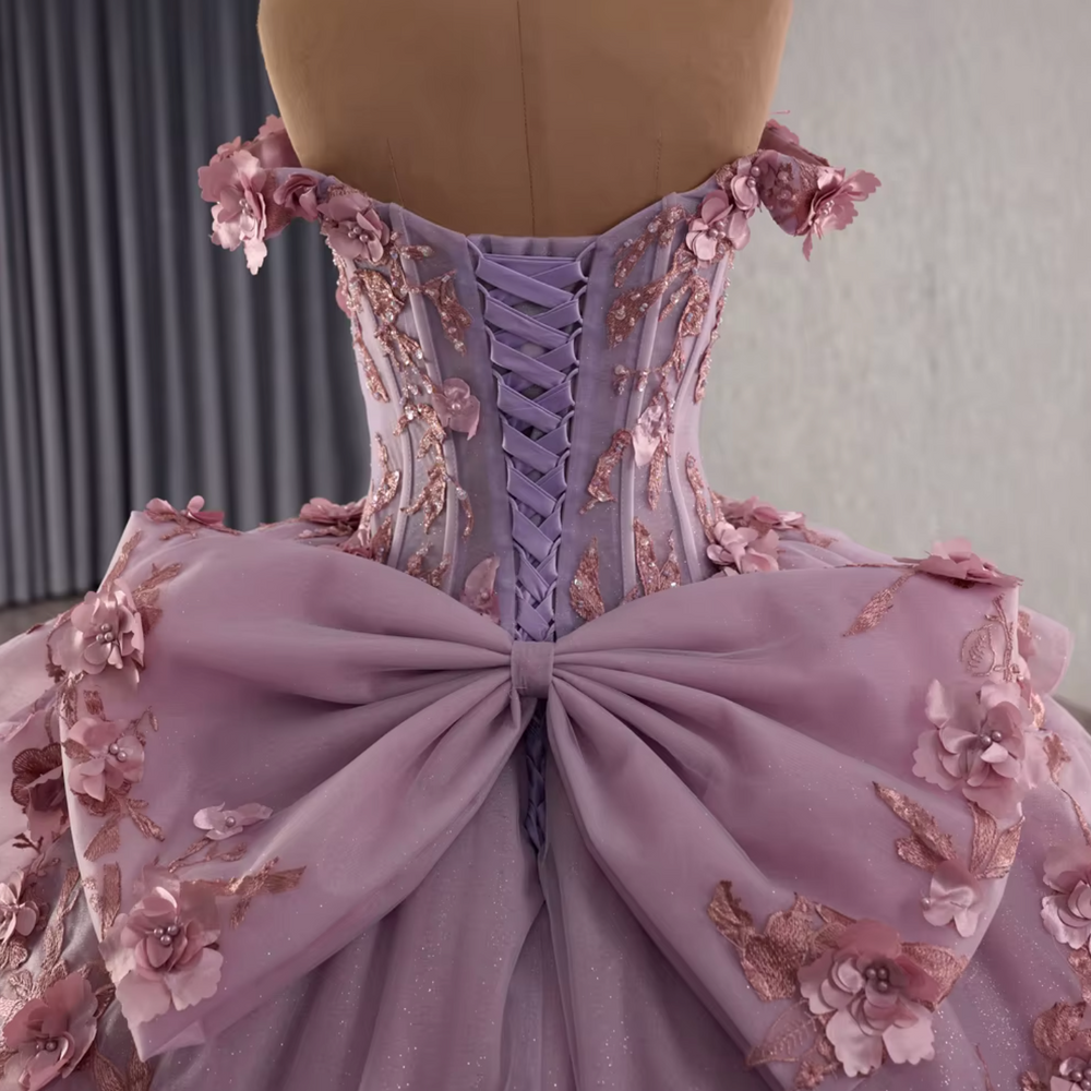 
                      
                        Lilac Purple Off Shoulder Quinceanera Dress
                      
                    