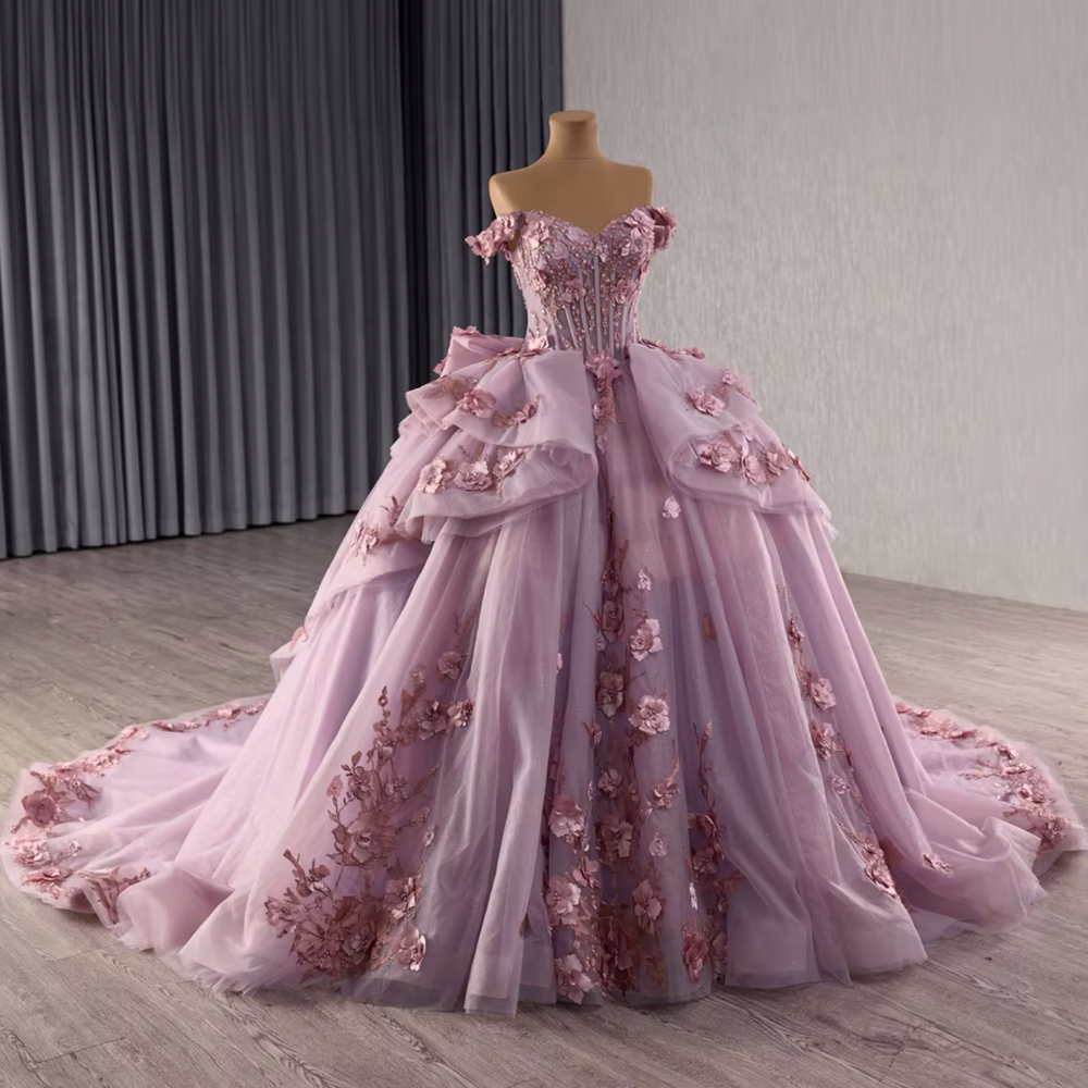 
                      
                        Lilac Purple Off Shoulder Quinceanera Dress
                      
                    