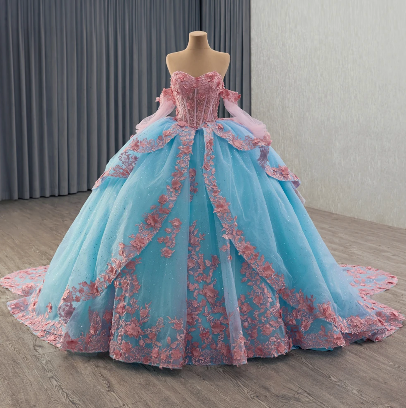 Blue Pink Quinceanera Dress