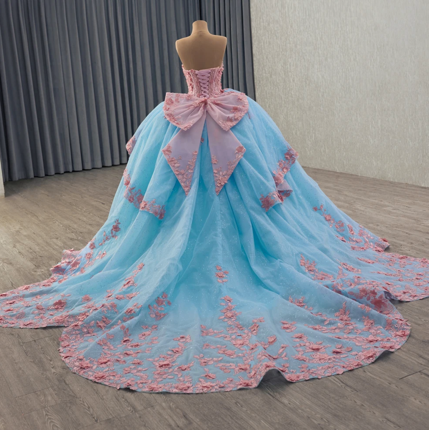 Blue Pink Quinceanera Dress
