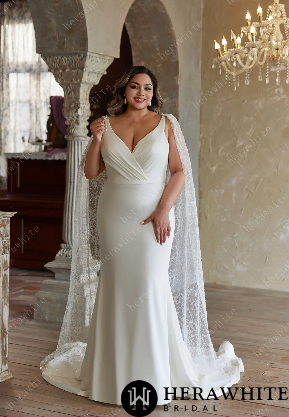 Exquisite Plus-Size Fit and Flare Wedding Dress with Unique Pleat Design