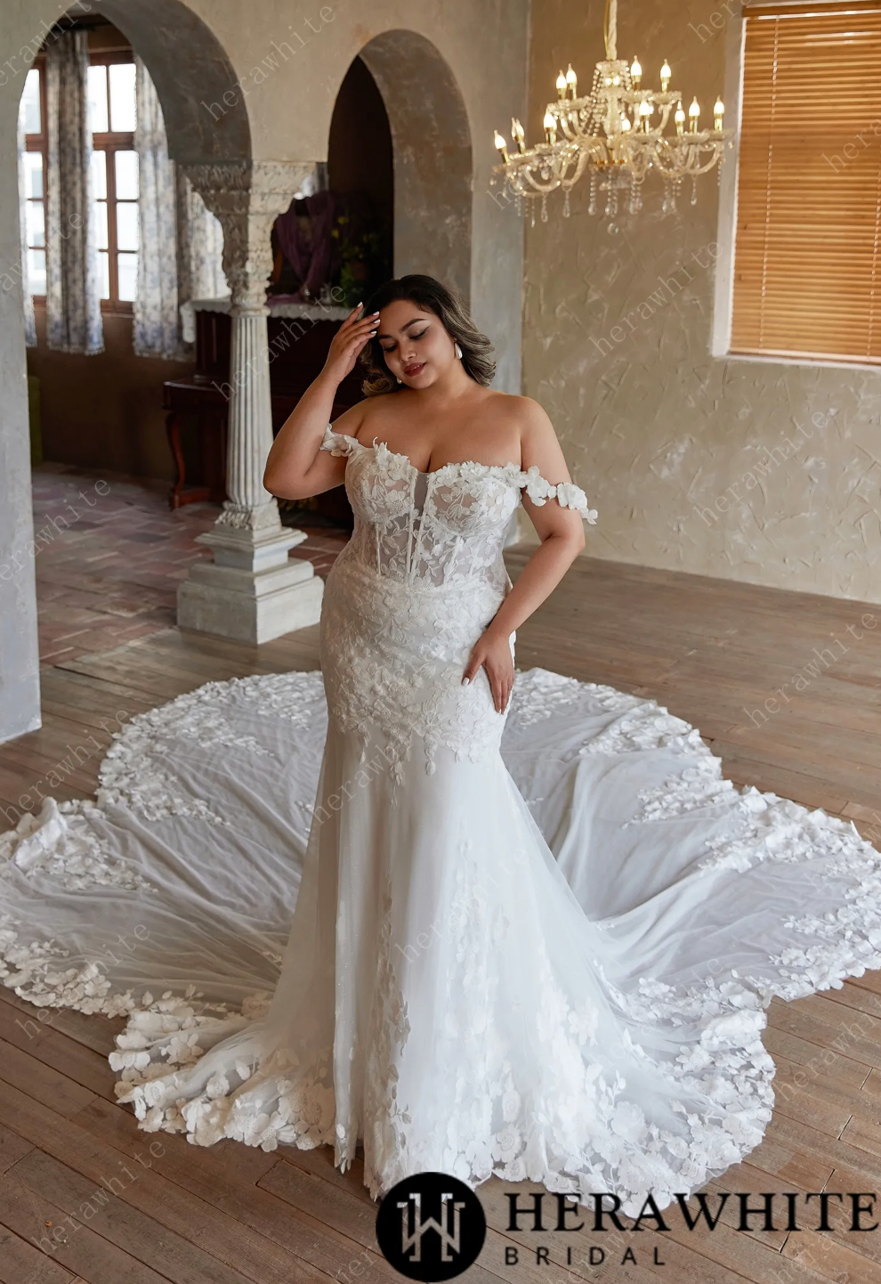 Enchanting Mermaid Silhouette Wedding Dress with Chapel Train
