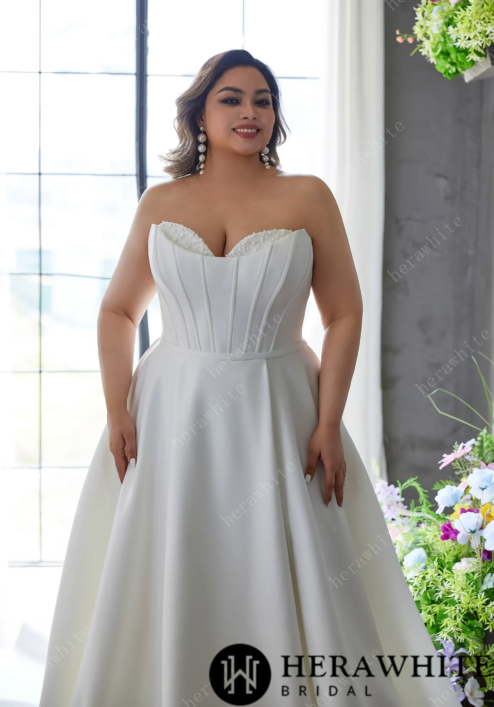 Strapless A-Line Gown in Double Matte Satin