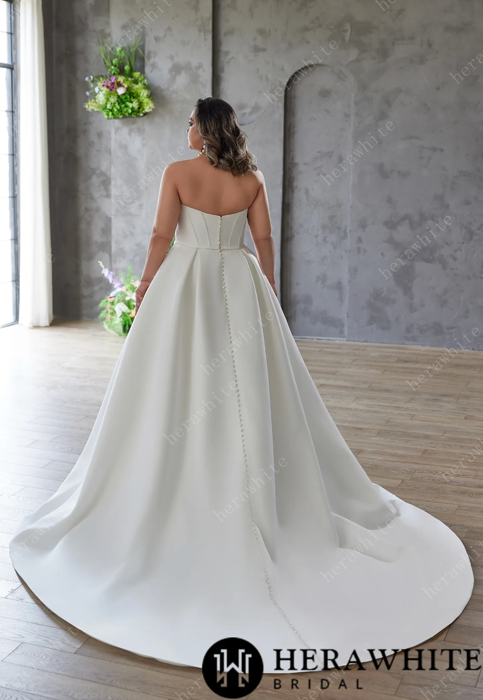 Strapless A-Line Gown in Double Matte Satin