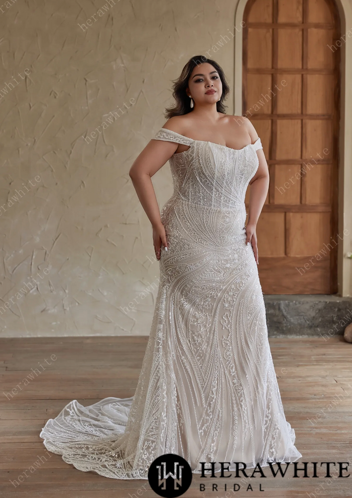Slim Fit Strapless Beaded Embroidered Wedding Dress