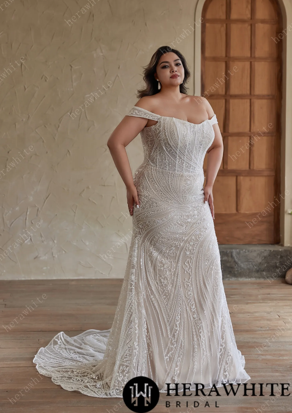 Slim Fit Strapless Beaded Embroidered Wedding Dress