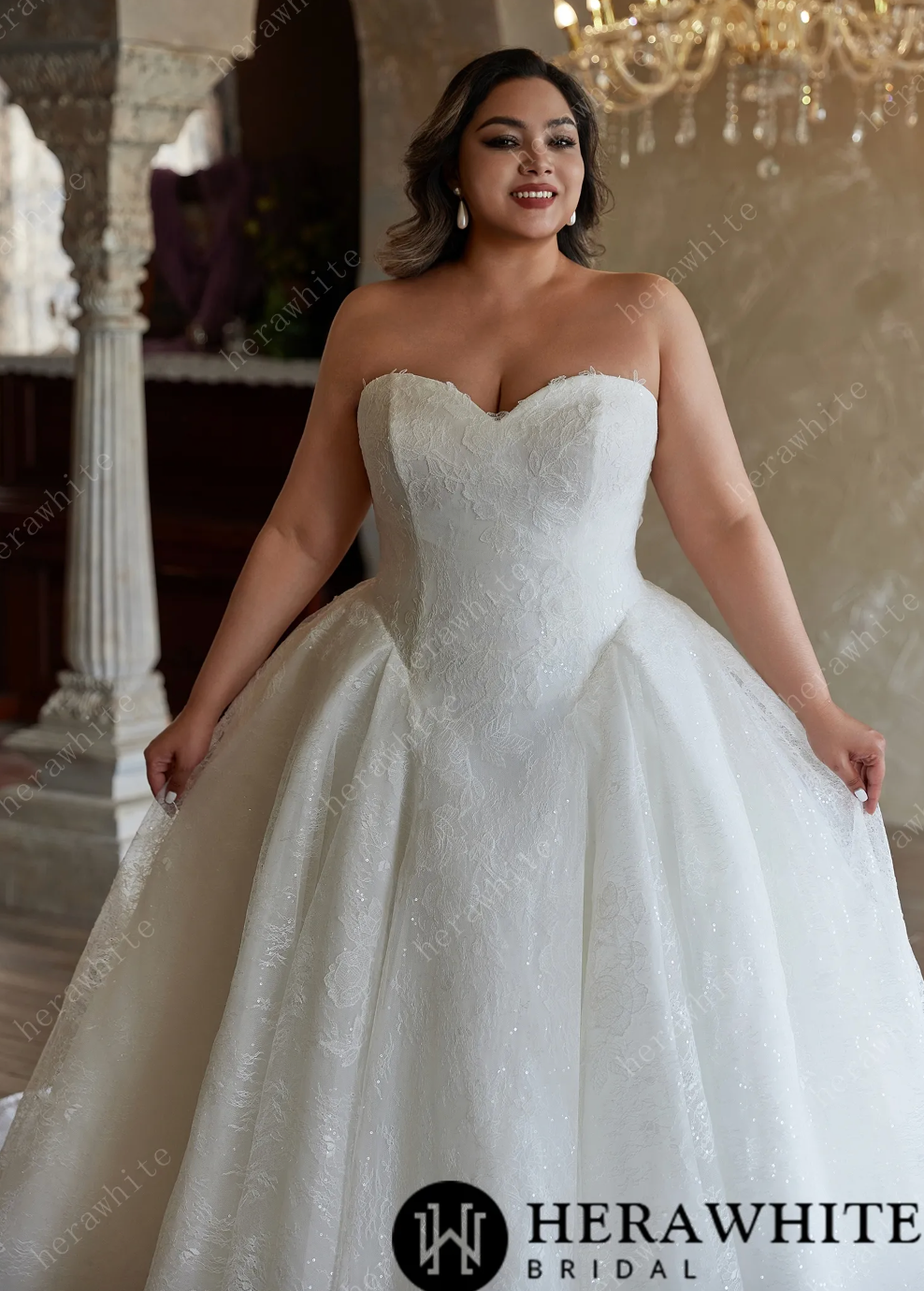 Glittering Lace Ball Gown Sweetheart Neckline Wedding Dress