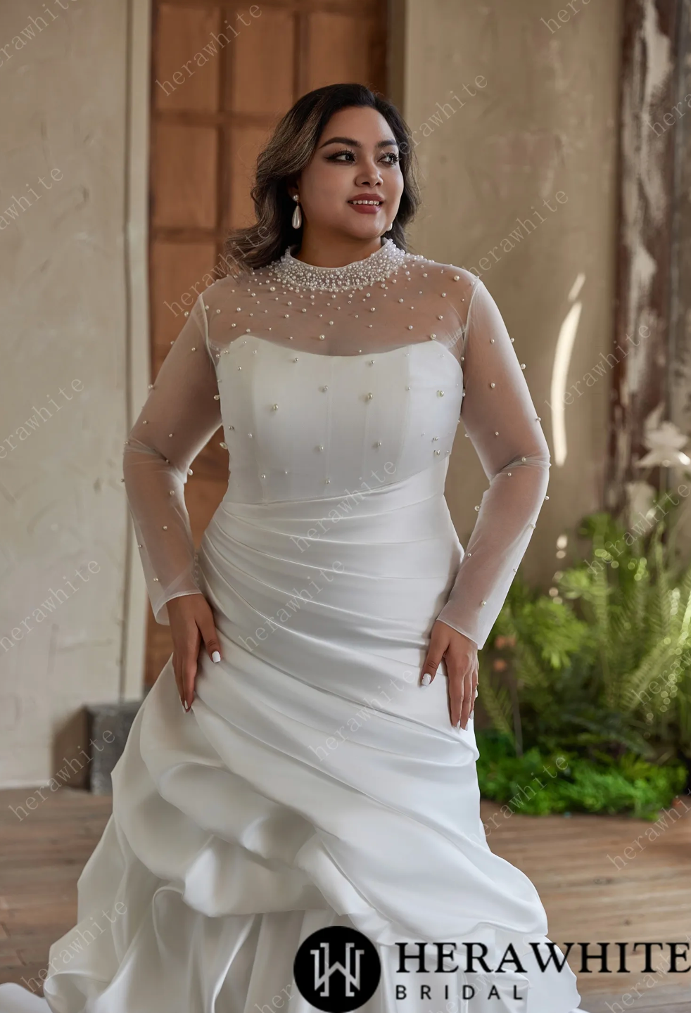 Classic Strapless Satin Wedding Gown with A Unique Ruffle Dress