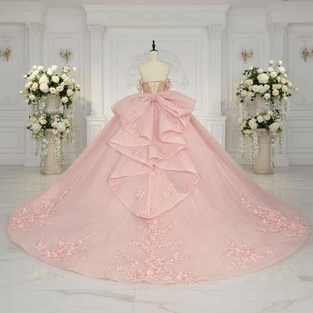 Quinceanera Dress Pink Glitter Party Ball Gown, this Pink Beaded Ball Gown Quinceanera Dress is a dazzling choice for a special celebration. Crafted from shimmering glitter organza