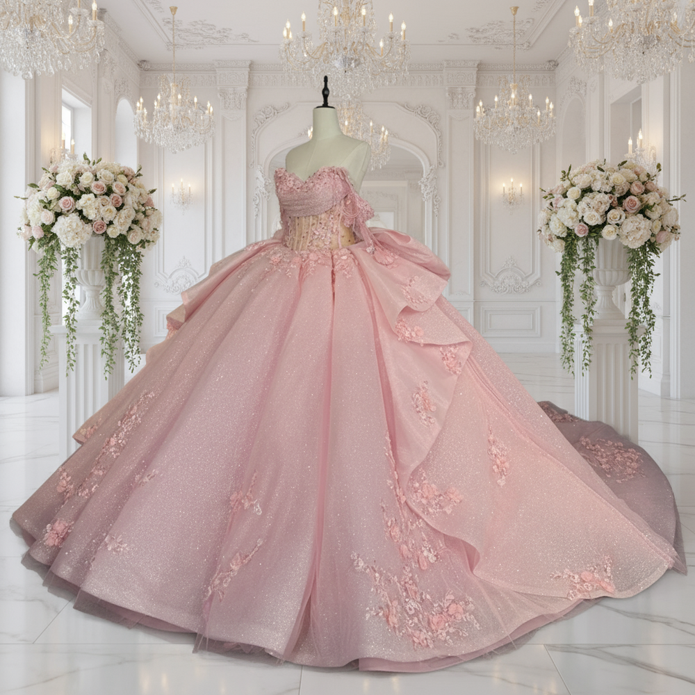 
                      
                        Quinceanera Dress Pink Glitter Party Ball Gown, this Pink Beaded Ball Gown Quinceanera Dress is a dazzling choice for a special celebration. Crafted from shimmering glitter organza
                      
                    