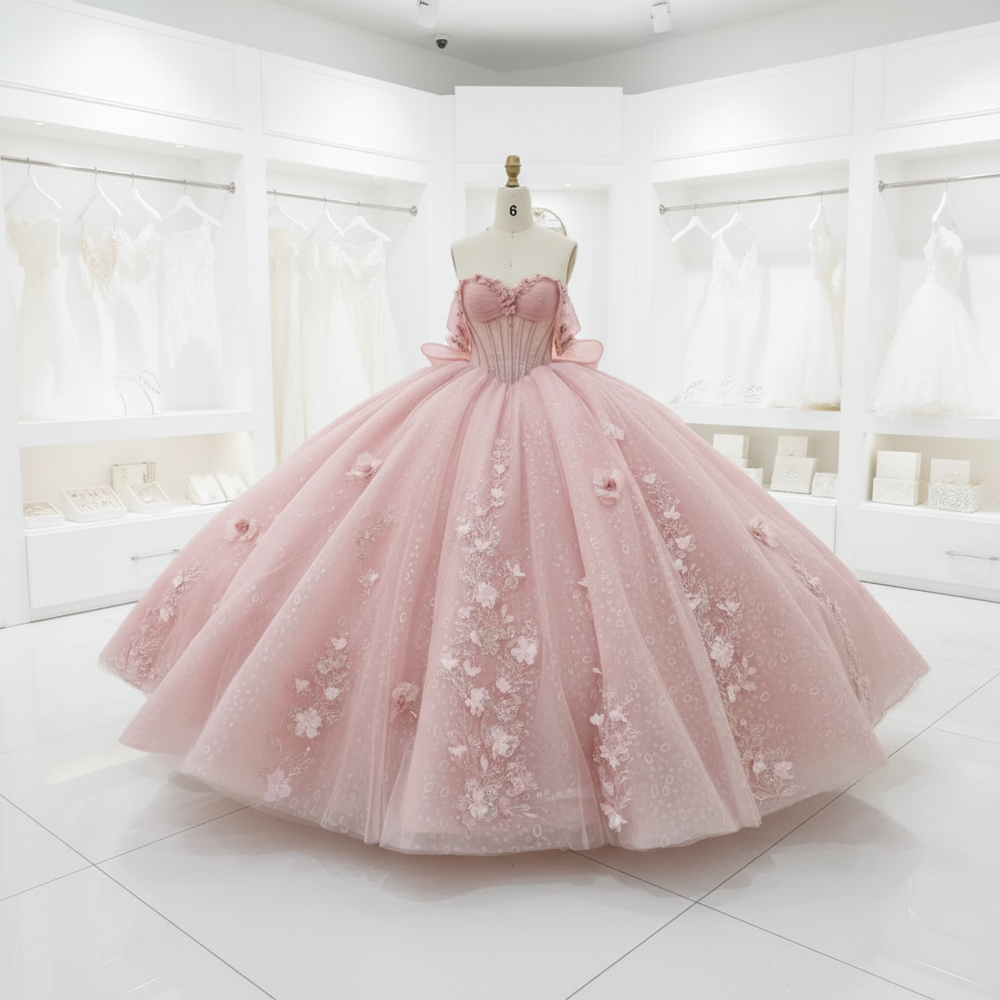 Quinceanera Dress Pink Beaded Party Ball Gown, this Off-The-Shoulder Pink Beaded Ball Gown Quinceanera Dress offers a stunning blend of classic elegance and modern design