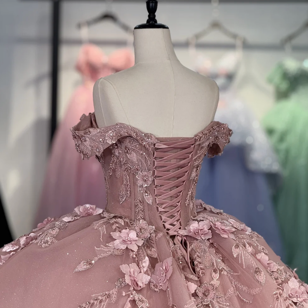 
                      
                        Quinceanera Dress Dusty Pink Party Ball Gown, This Dusty Pink Quinceanera Dress exudes elegance with its off-the-shoulder cuff sleeves and corset-style
                      
                    