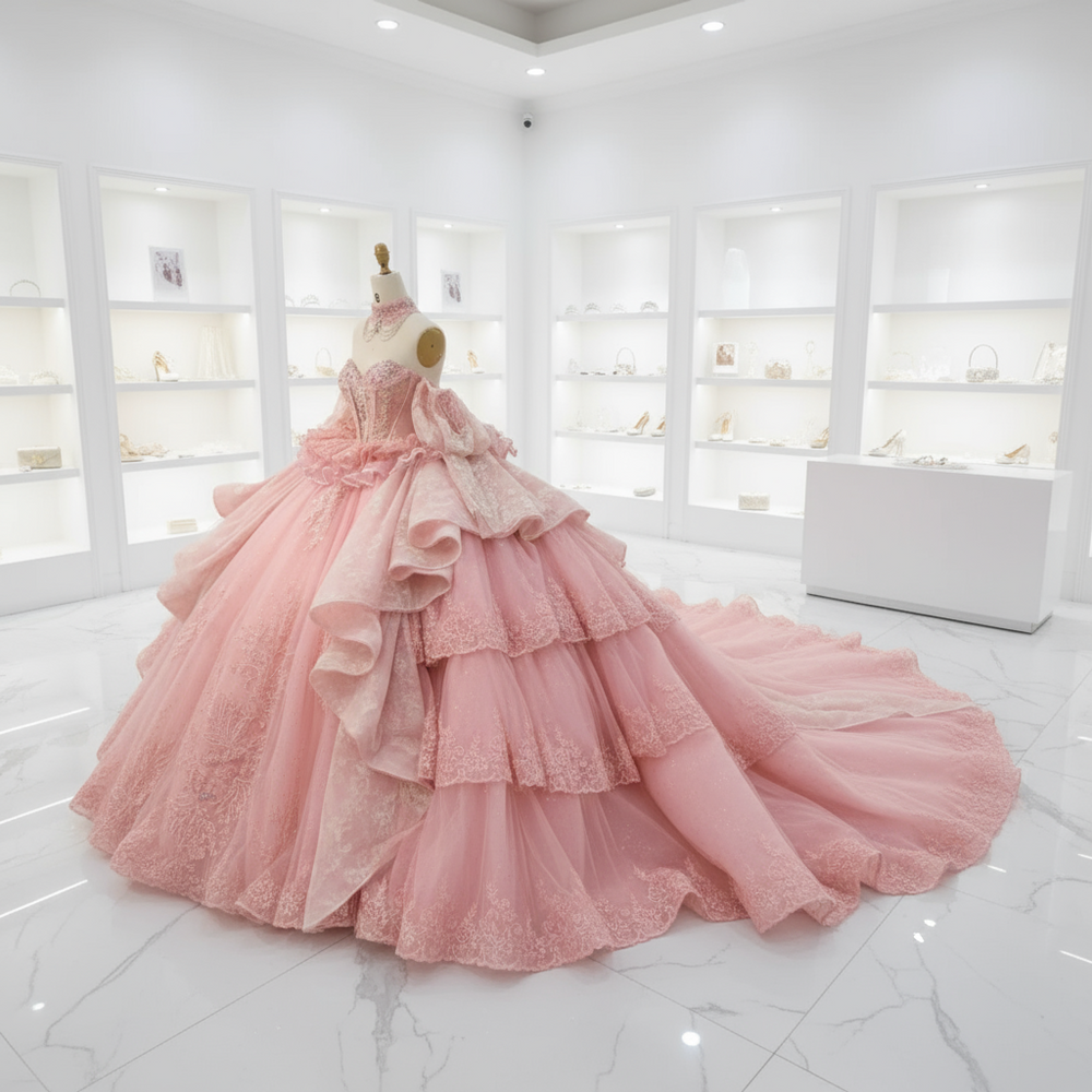 
                      
                        Quinceanera Dress Pink Party Ball Gown, this Pink Quinceanera Ball Gown Dress combines delicate femininity with elegant design.
                      
                    