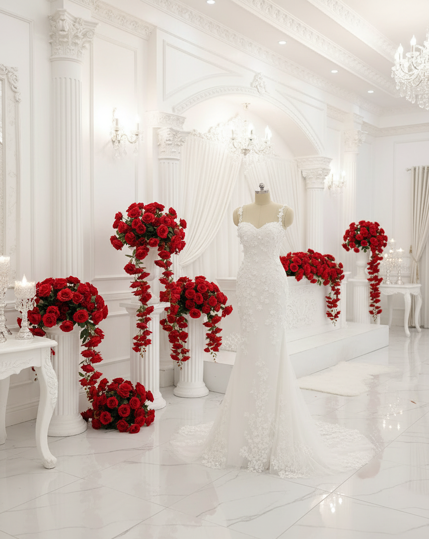 3D Floral Mermaid Lace Wedding Dress Fit & Flare Bridal Gown, this Herawhite wedding dress epitomizes timeless elegance 