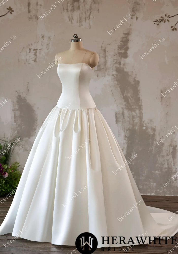 
                      
                        Satin Corset Wedding Dress Drop Waist Princess Bridal Ball Gown, embrace refined luxury with this exquisite satin ballgown
                      
                    