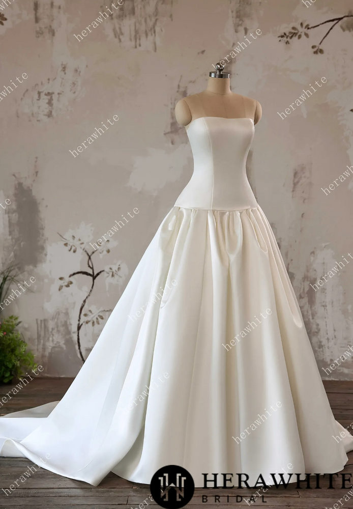 
                      
                        Satin Corset Wedding Dress Drop Waist Princess Bridal Ball Gown, embrace refined luxury with this exquisite satin ballgown
                      
                    