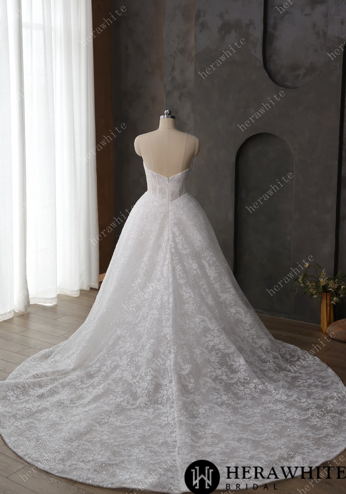 
                      
                        Sequined Lace A Line Wedding Dress Keyhole Bodice Bridal Gown, embrace timeless elegance with this exquisite bridal gown, designed for the discerning bride.
                      
                    