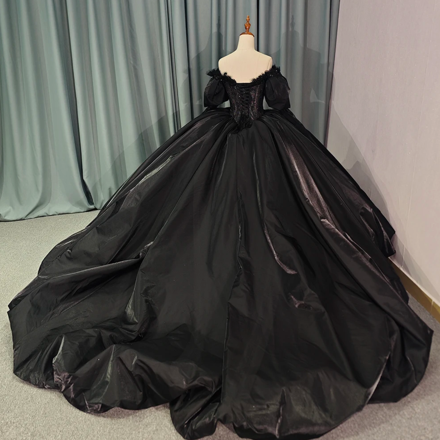 Black Ball Gown Quinceanera Long Sleeves Dress