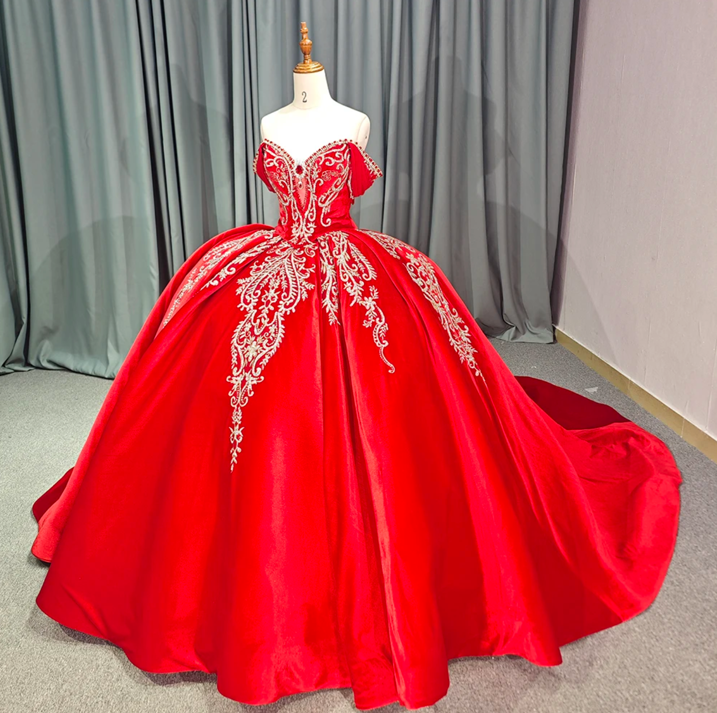 Red Quinceanera Off The Shoulder Dress