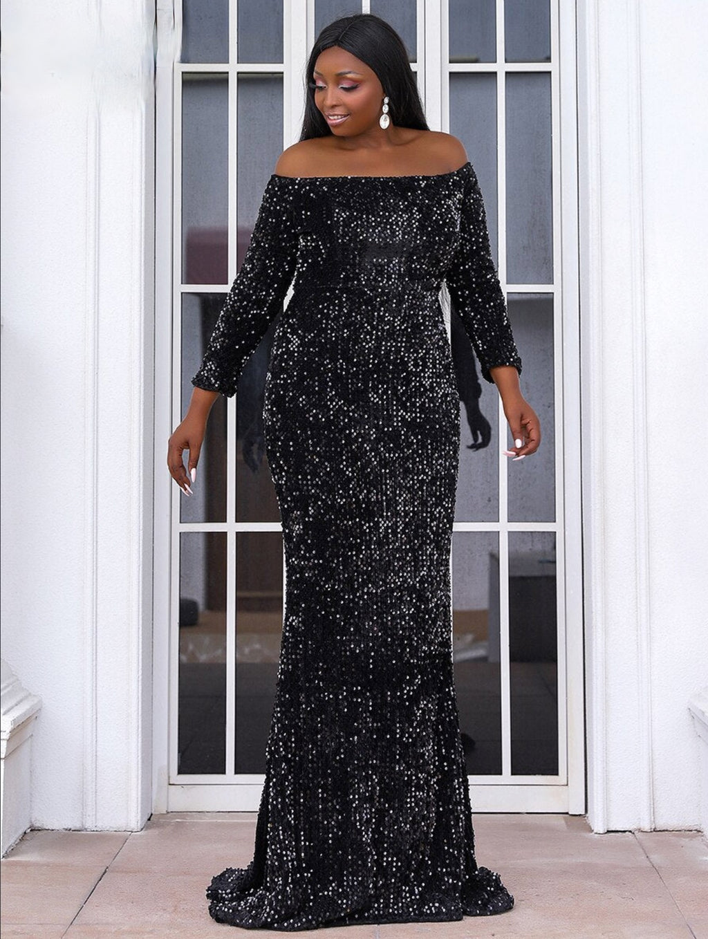 Black Sequin Long Sleeve Mini Dress | Women | George at ASDA