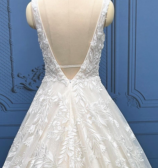 Beaded Plus Size A Line Ball Gown Wedding Dress