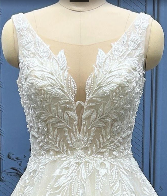 Beaded Plus Size A Line Ball Gown Wedding Dress