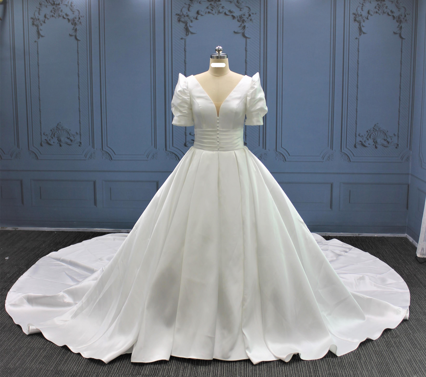 Mikado Satin A Line Ball Gown Plus Size Wedding Dress