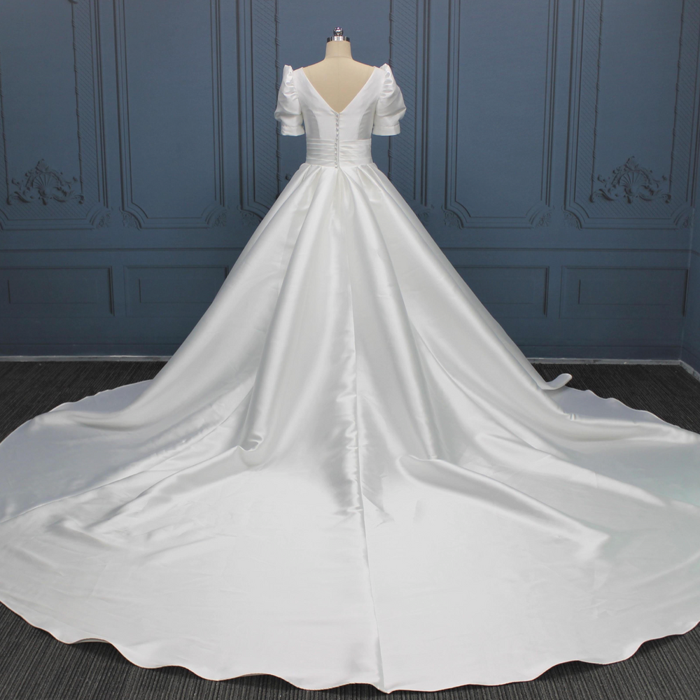 Mikado Satin A Line Ball Gown Plus Size Wedding Dress