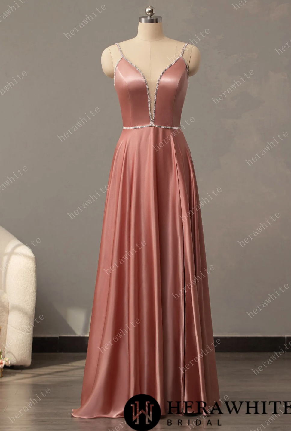 Load image into Gallery viewer, V-Neck A-Line Prom Dresses Long with Slit
