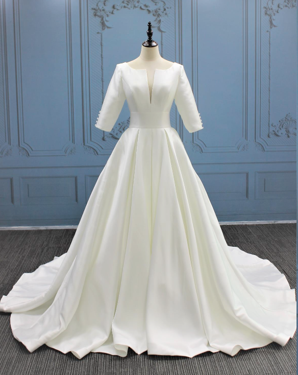 
                      
                        Mikado Silk Satin A Line Wedding Bridal Gown
                      
                    