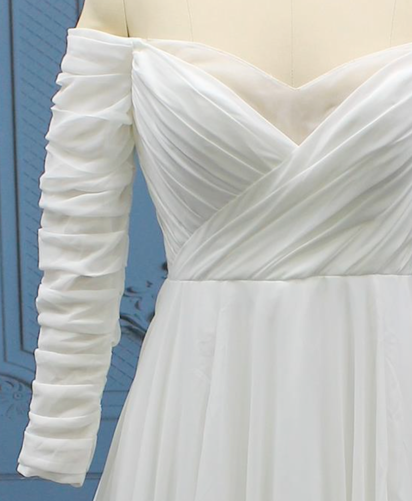 
                      
                        Draped Pleated Chiffon A Line Wedding Bridal Gown
                      
                    