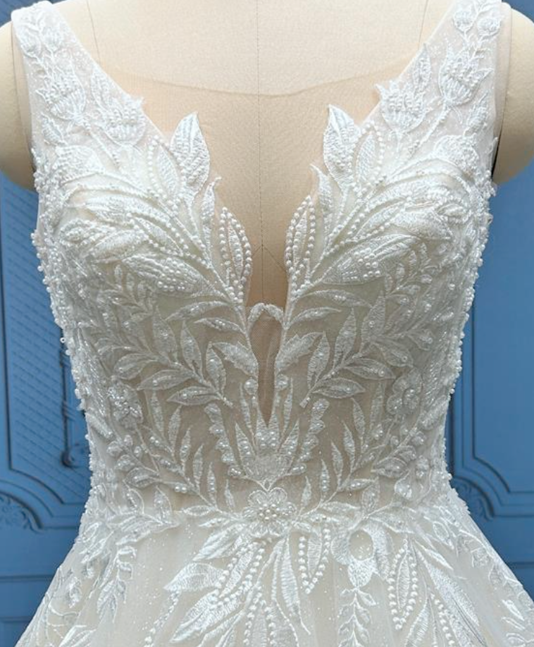 
                      
                        Embellished Beaded Lace A Line Sleeveless Wedding Gown
                      
                    