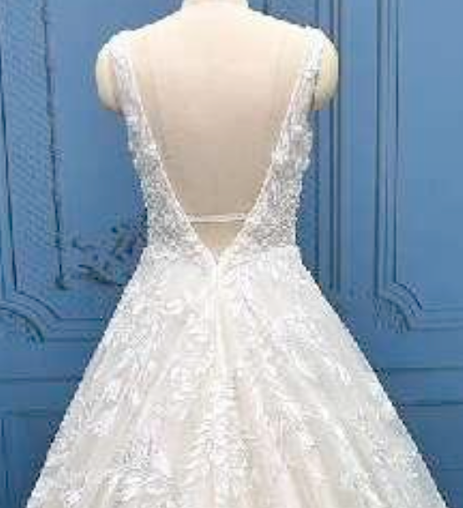 
                      
                        Embellished Beaded Lace A Line Sleeveless Wedding Gown
                      
                    