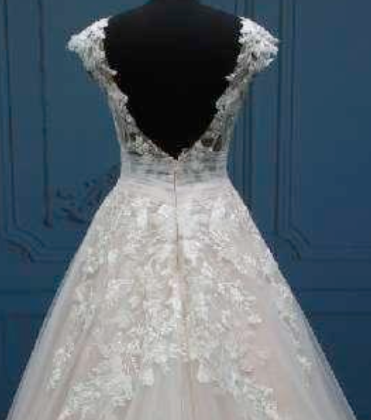 
                      
                        Cut Out Back A Line Beaded Lace Bridal Gown
                      
                    