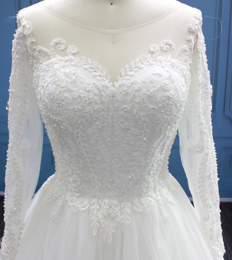 
                      
                        Lace Up Beaded O Net A Line Bridal Gown
                      
                    