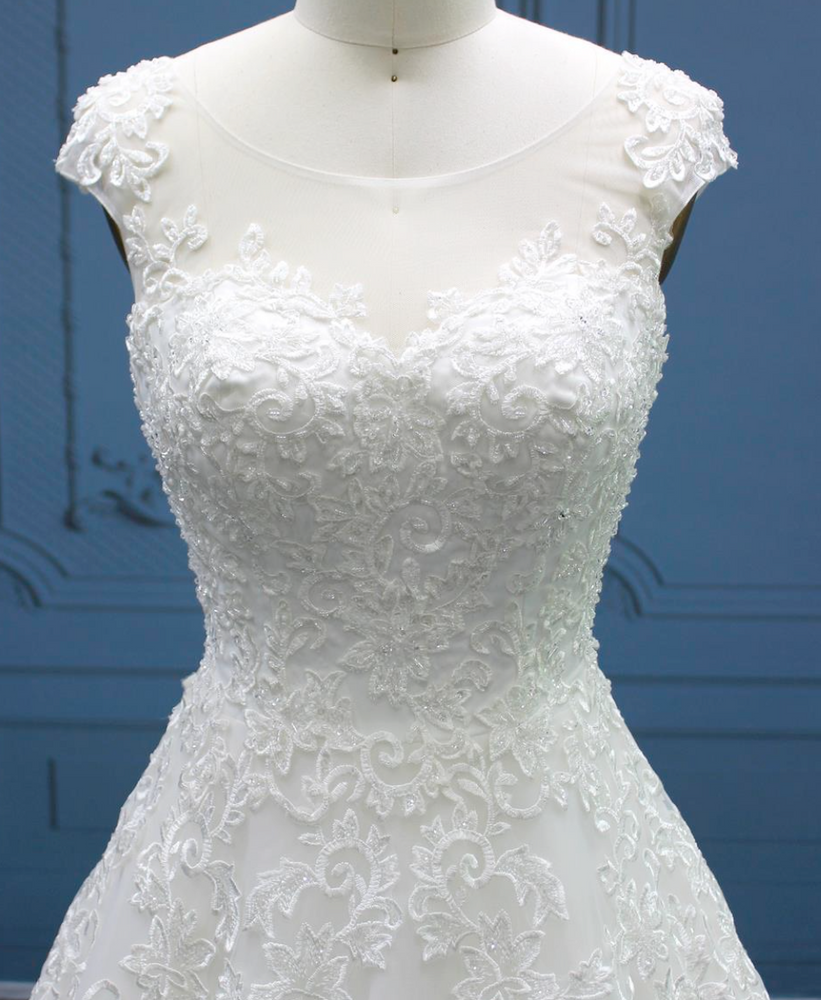 
                      
                        Embellished Beaded Lace A Line Wedding Bridal Gown
                      
                    