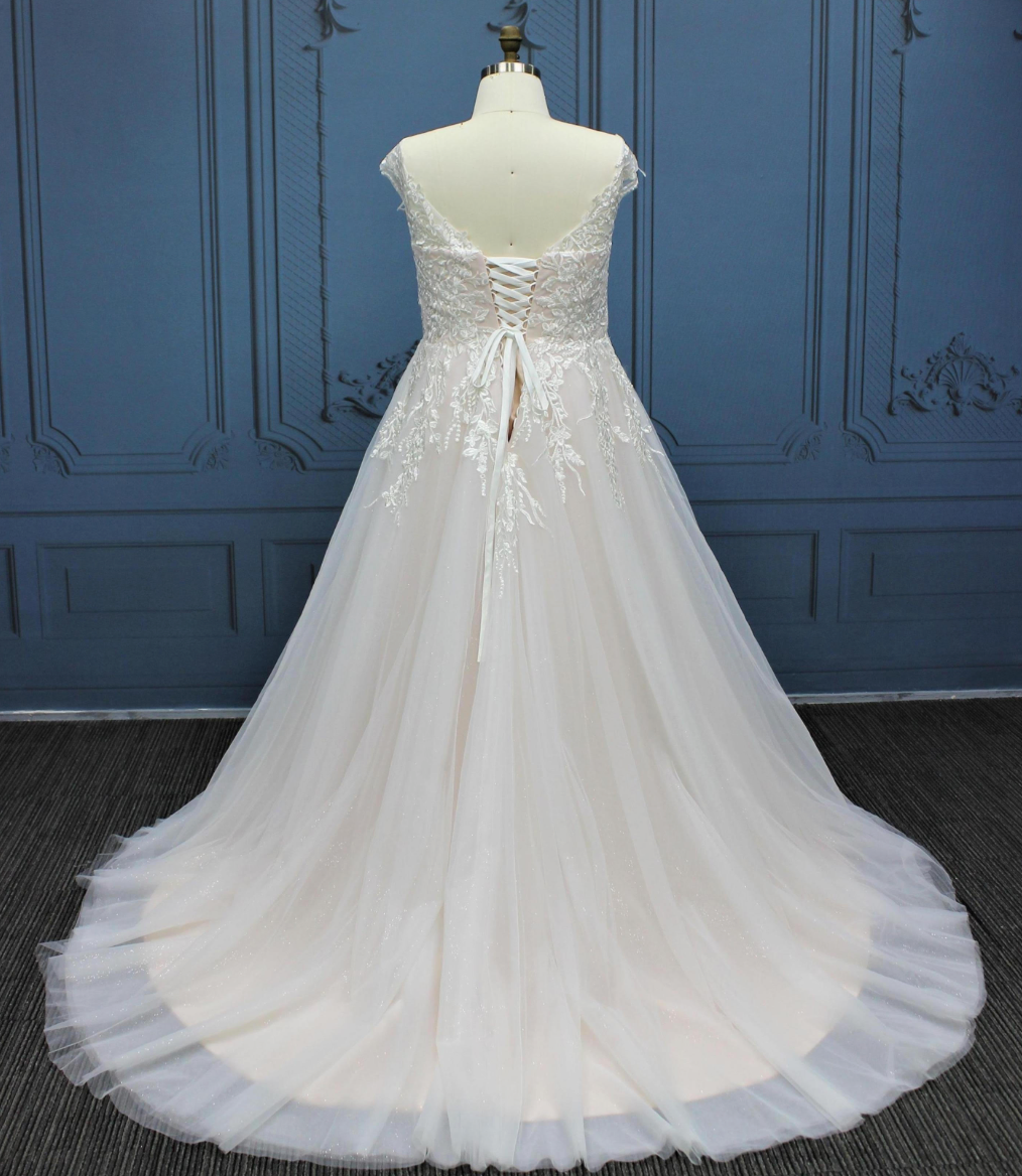 Plus Size Tulle Lace Sleeveless A Line Wedding Bridal Gown