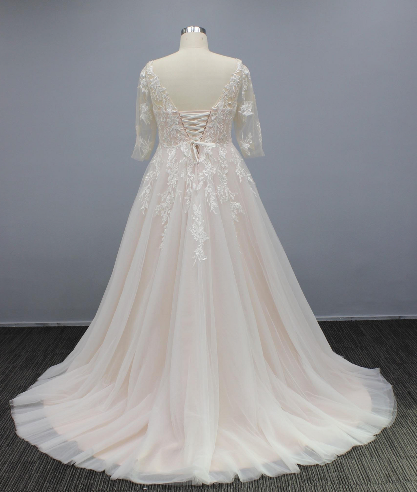 Cut Tulle Lace A Line Plus Size Wedding Bridal Gown