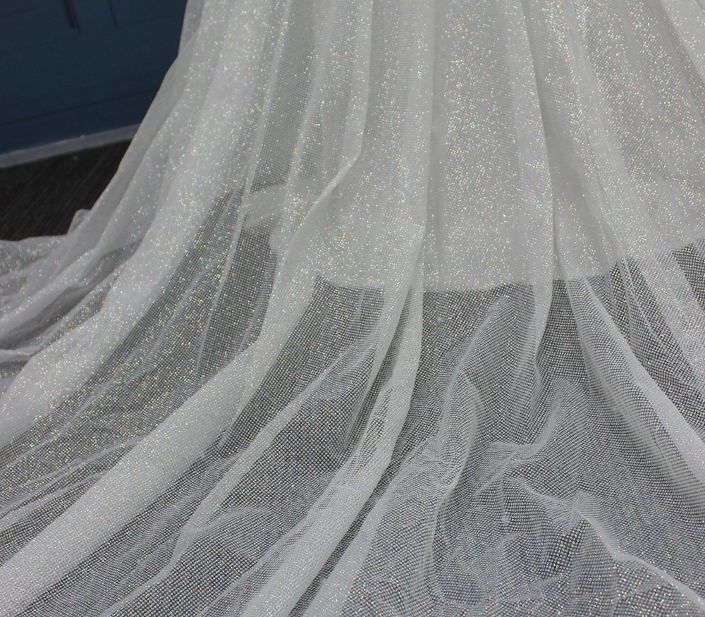 
                      
                        Glitter Tulle Off Shoulder A Line Wedding Gown
                      
                    