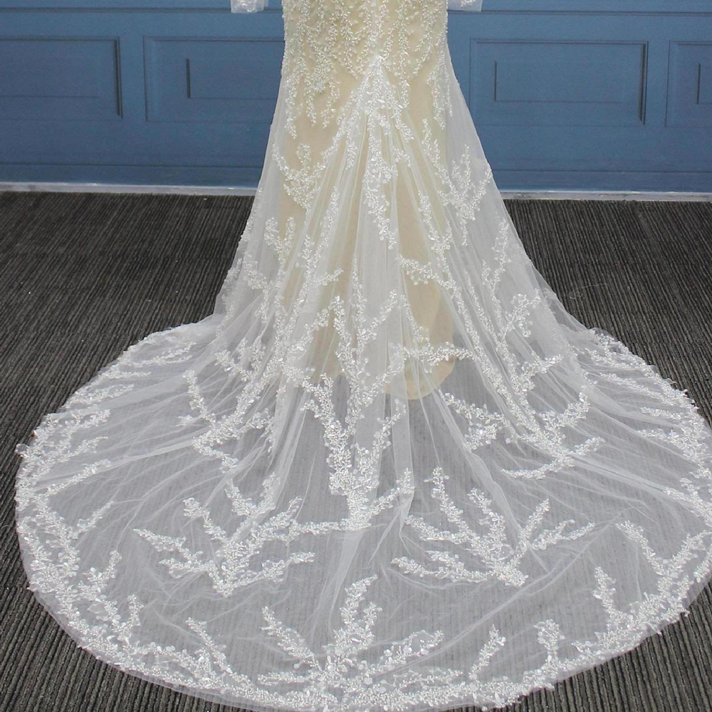 
                      
                        Beaded Mermaid Off  Shoulder Sleeve Wedding Bridal Gown
                      
                    