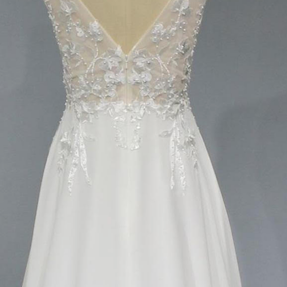 
                      
                        Pearl Beaded Lace Chiffon A Line Wedding Dress
                      
                    