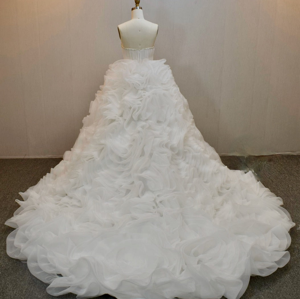 Ruffle Tulle Ball Gown Wedding Bridal Dress