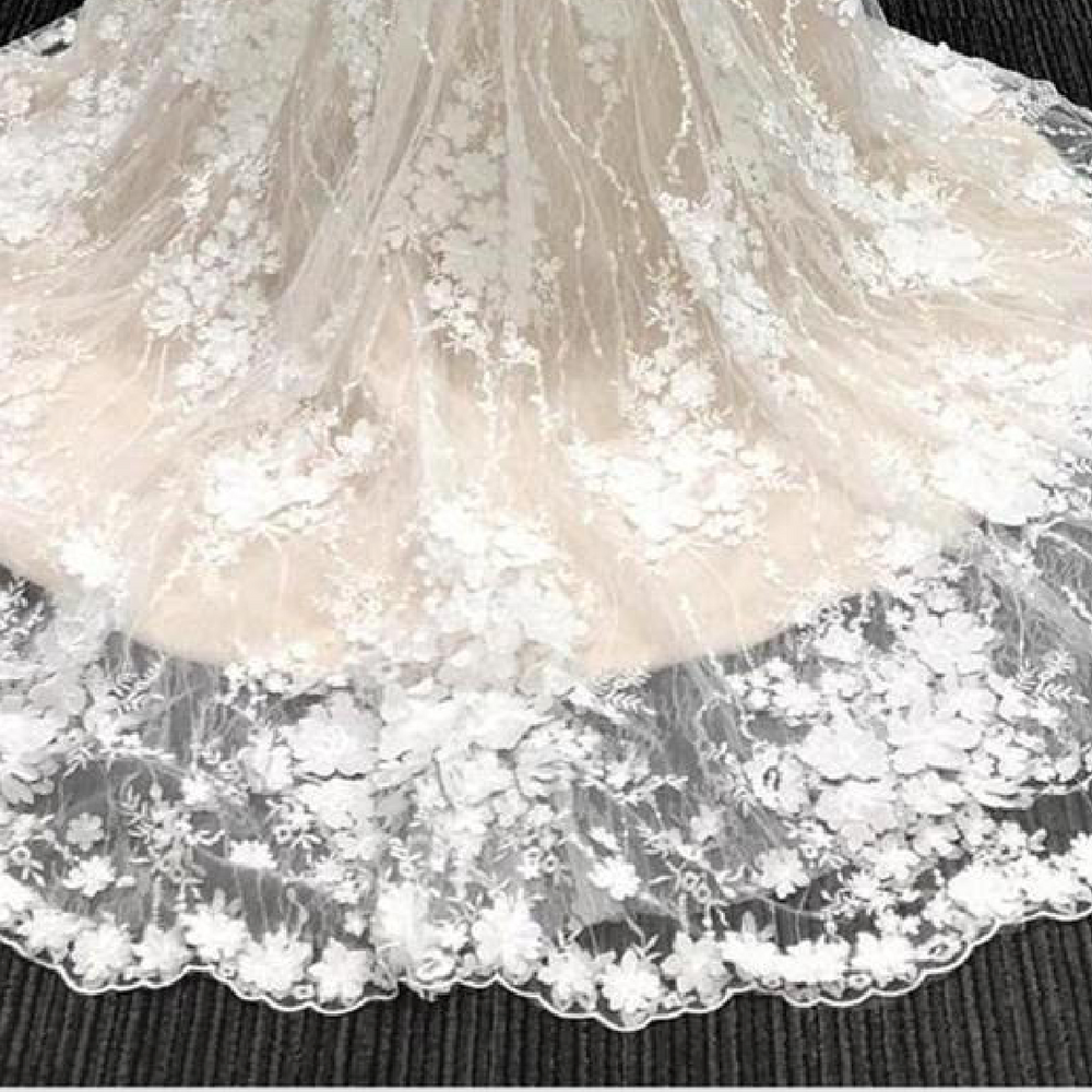 
                      
                        Lace Illusion Sleeve Mermaid Sweetheart Bridal Gown
                      
                    